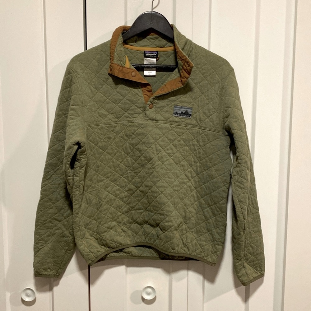 Vintage Paragonia snap T green brown men's small